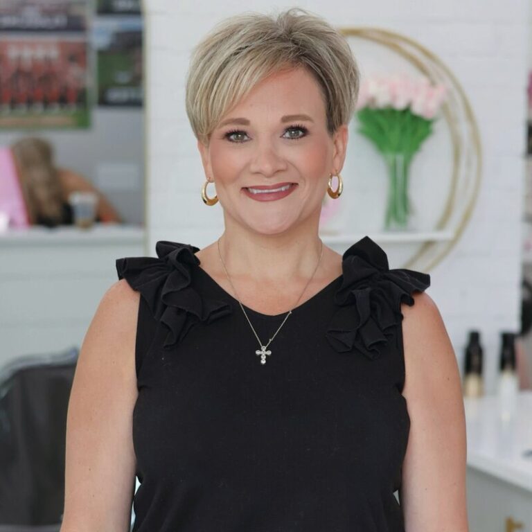 Angie, hair stylist at Halo Salon + Blowout Bar in Auburn, AL